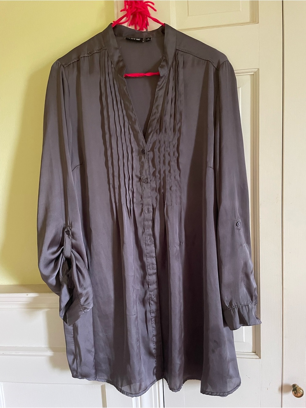 Women's Steel Gray Pintuck Tunic Shirt XL